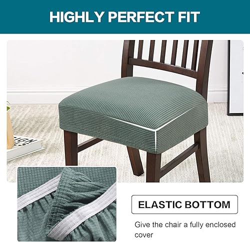 Miniatura 20 de Turquoize Stretch Dining Chair Covers Seat Covers for Dining Room Chair Covers Set of 4，Removable Washable Kitchen Chair Seat Cushion Slipcovers