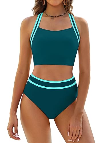 BMJL Women's High Waisted Bikini Sets Two Piece Swimsuits Sporty