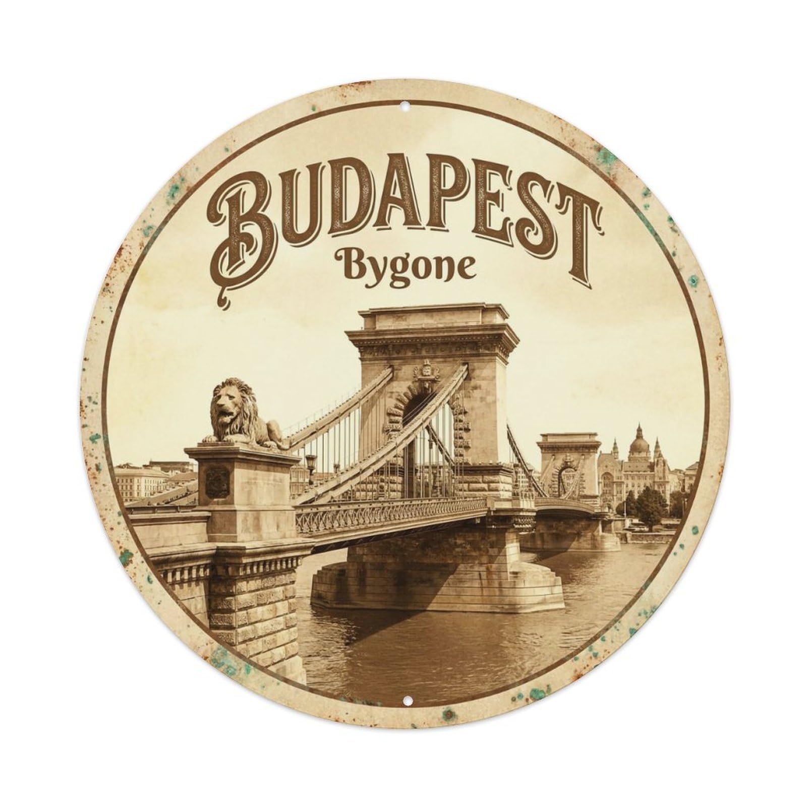 Vintage Travel Budapest Hungary Bygone Metal Tin Sign