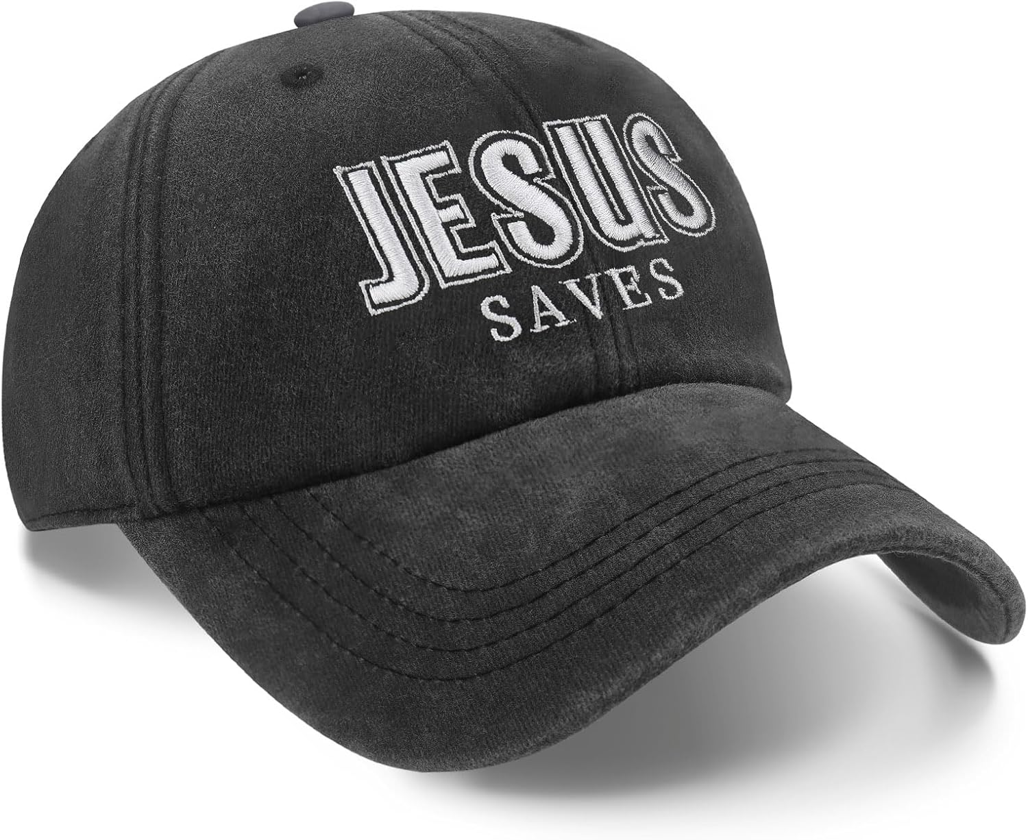 Jesus Saves Hats for Men Women, Christian Gifts, Adjustable Cotton Retro Christian Hat Grey - Image 6