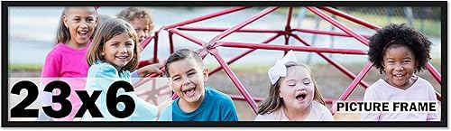 Marco de fotos negro de 23 x 6 pulgadas, marco de fotos moderno completo que incluye protector de acrílico UV, tablero de respaldo de espuma sin