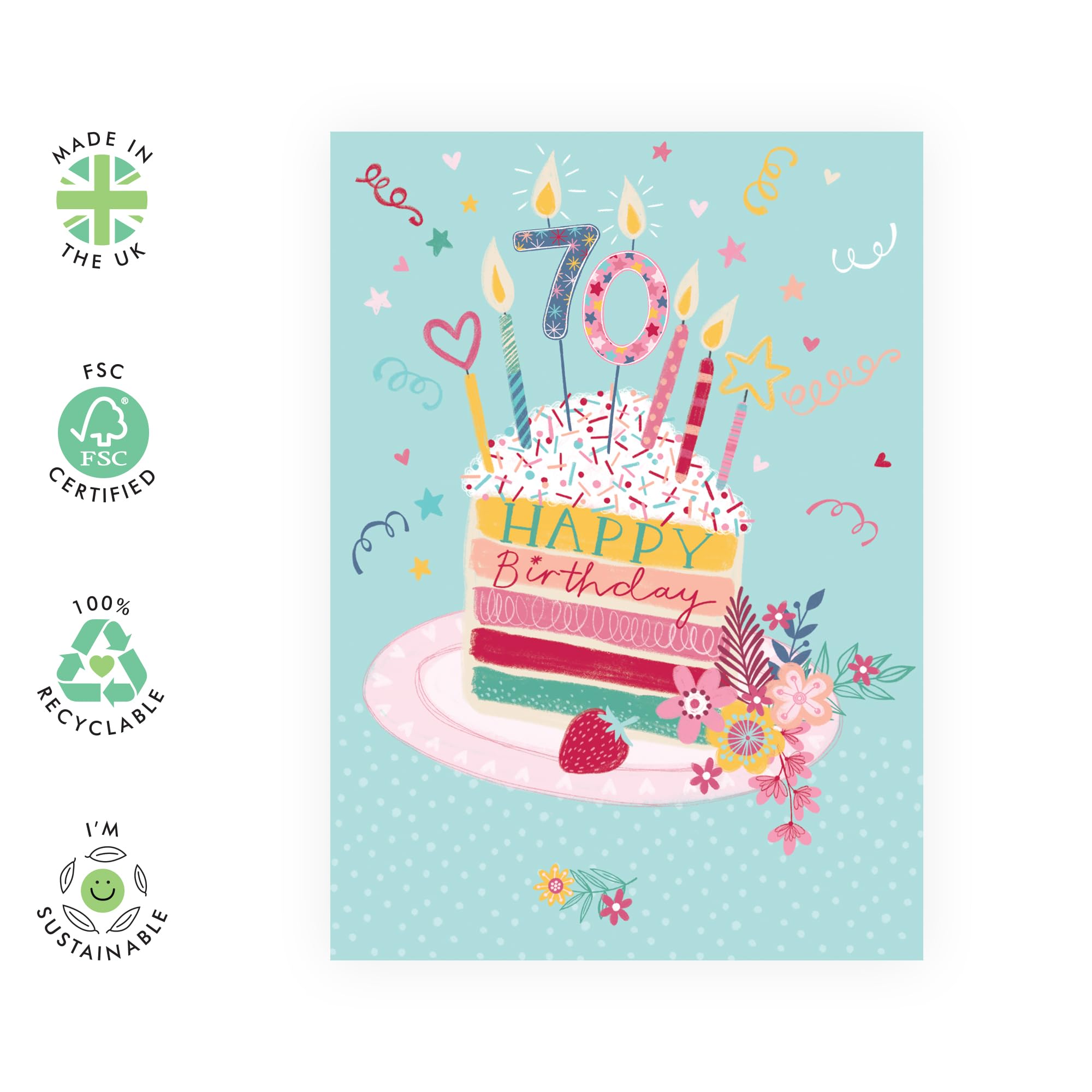 Geburtstagskarte Zum 70. Geburtstag – Lustiger Spruch „Seventy Oh F*ckity F*ck“, 120 X 170 Mm, Mit Stickern