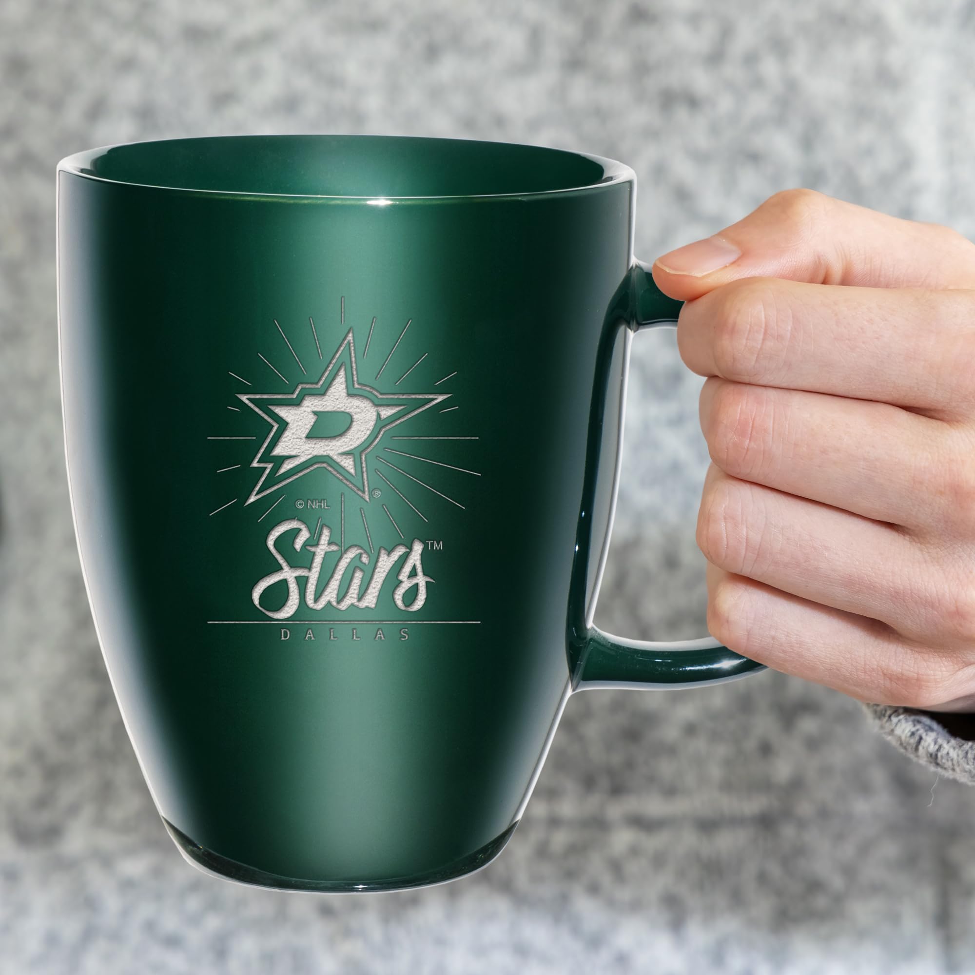 Rico Industries NHL Hockey Dallas Stars Sunburst - Tazza in ceramica con incisione laser, 510 ml