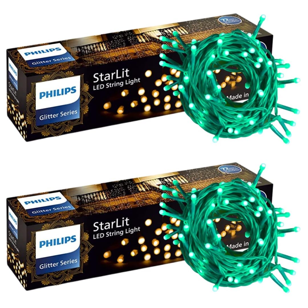 PHILIPS Starlit 12 Meter 72 LEDs String Light for Decoration | Festival LED String Light for Diwali, Christmas and Home Decoration| Green, Pack of 2 (B0B5RN73B6) Amazon Price History, Amazon Price Tracker