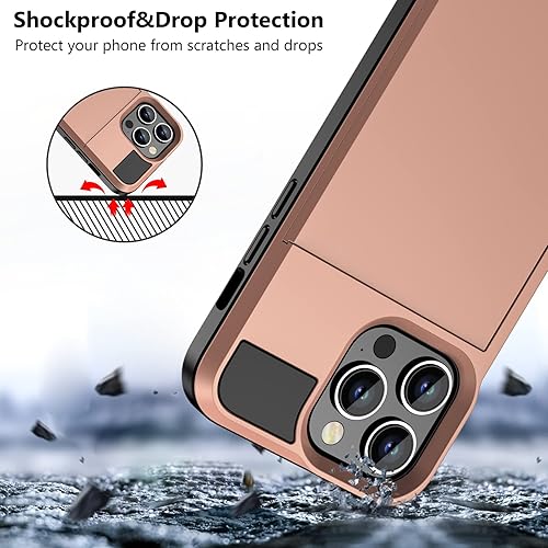Miniatura 6 de Vofolen Funda para iPhone 13 Pro Max, cartera para tarjeta de crédito, ranura de identificación, puerta corrediza, bolsillo oculto, para hombres y