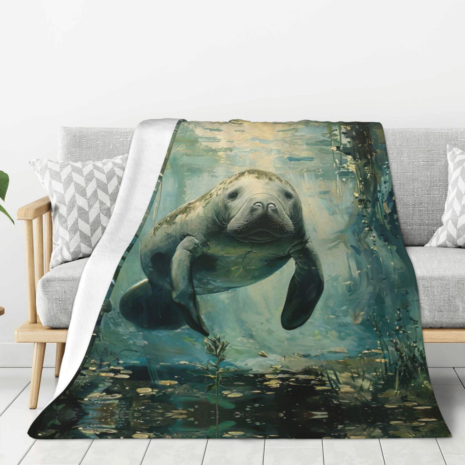 Couverture flanelle lamantin plaid camping et canapé cocoon