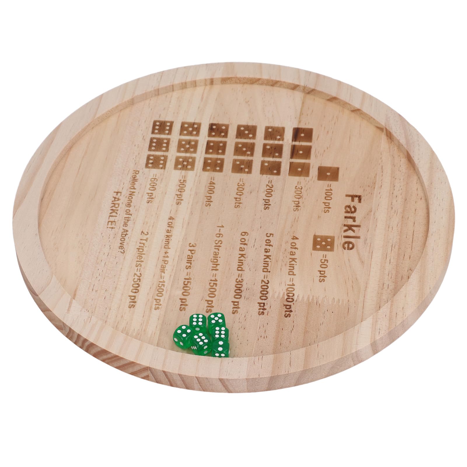 Bewinner Farkle Jeu de Dés avec Plateau en Bois, Comprend 6 Dés et Un Sac de Rangement, Améliore Les Mathématiques et Les Compétences Cognitives pour Les Soirées de Jeux en Famille (Rond 30cm)