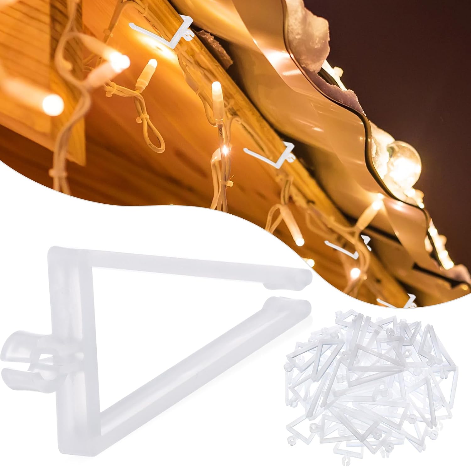 Blulu 100 Pcs Christmas Light Clips Gutter Light Clips Fascia Boards Hanger Plastic Holiday for Clay Tile Roof Christmas Party Decoration Roof Gutter Fence Eave (White)