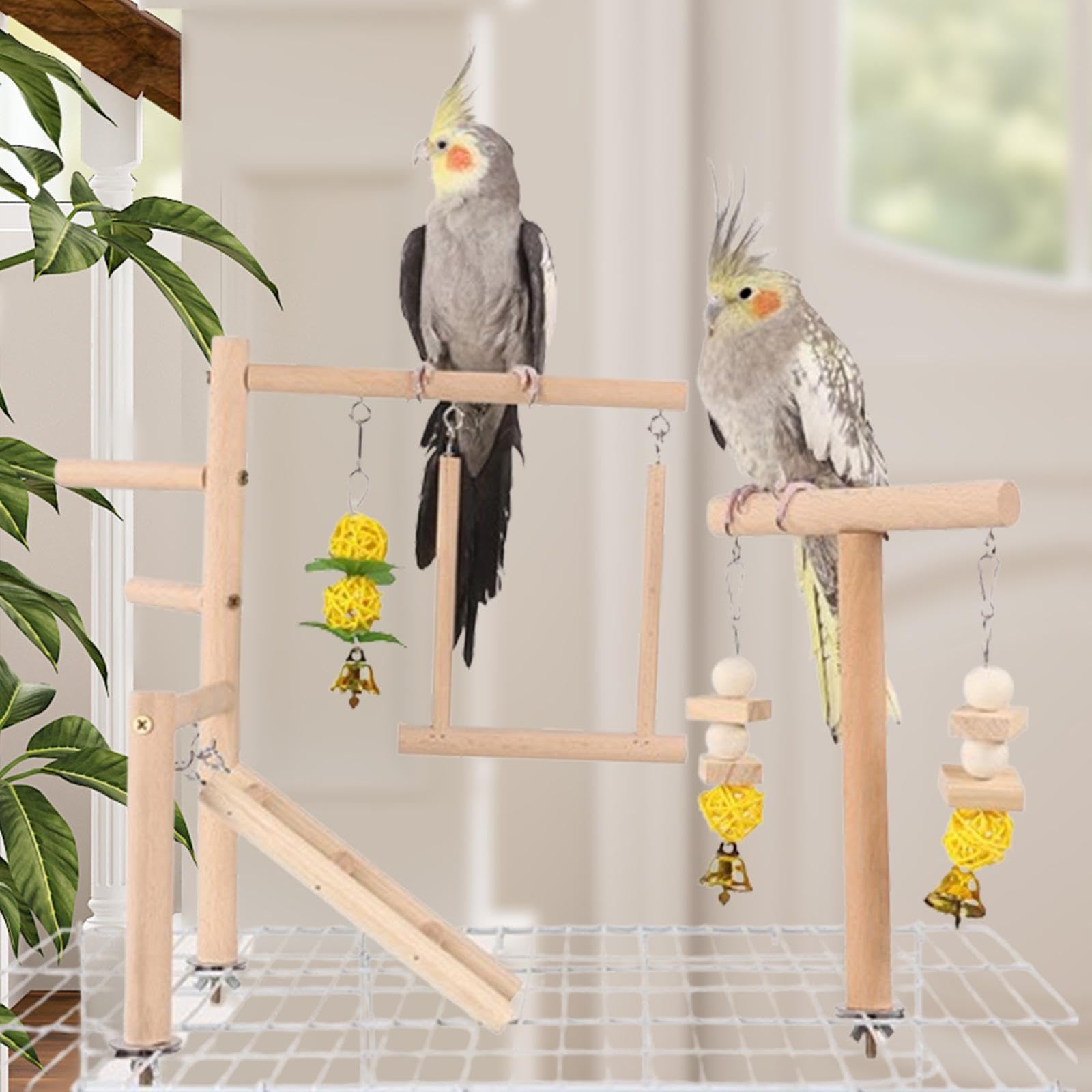 Aire de Jeux pour Perroquets, Jouets à Mâcher, Centre D'activités et d'exercice, Perchoir et Structure de Jeux pour Perruches Ondulées et Peti