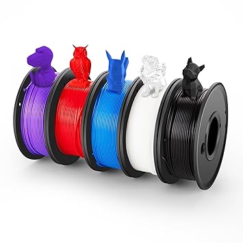 KMNEI PLA 3D Printer Filament 1.75MM 3D Printing Consumables Bundle 0.25KG/Spool 5 Colors