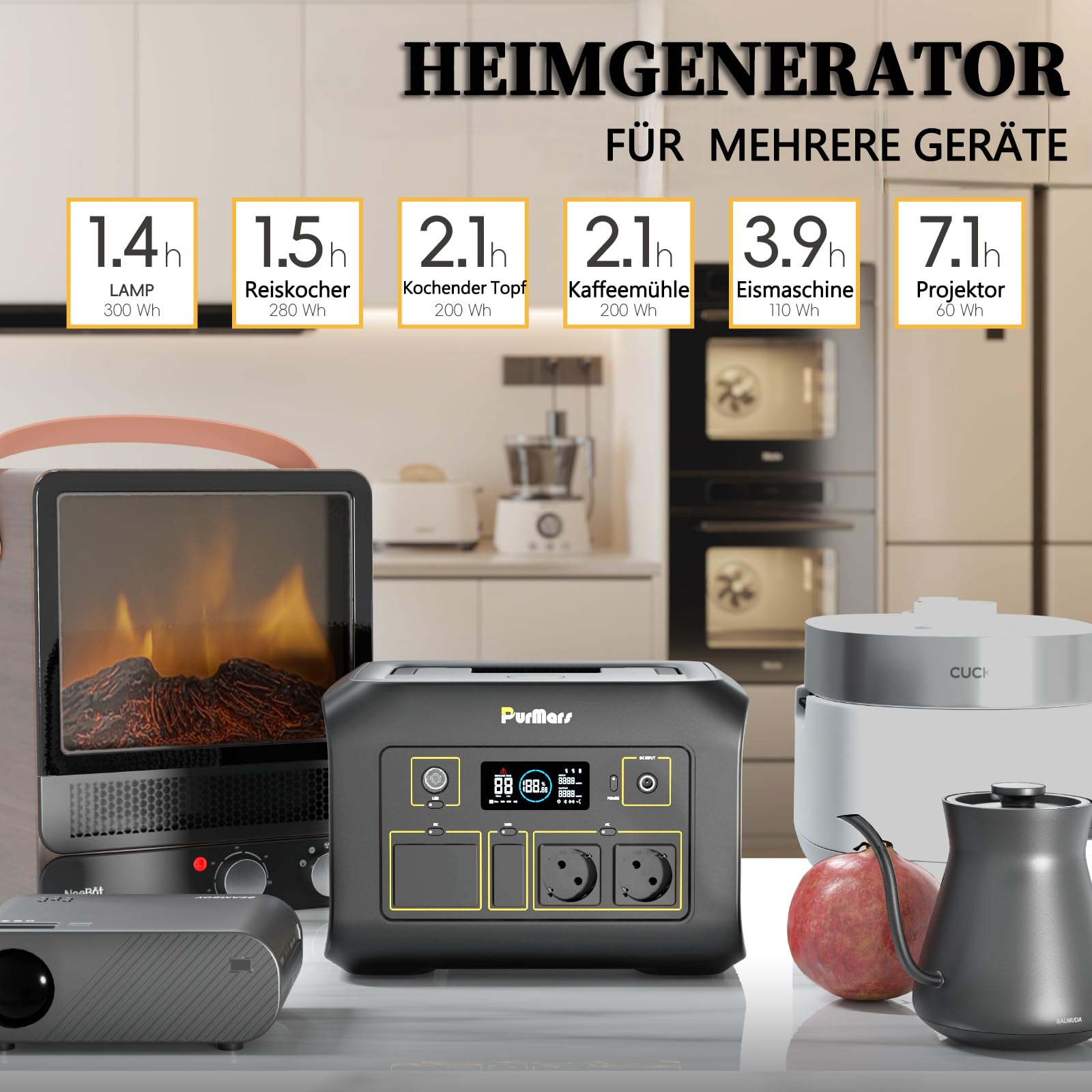 Station d'alimentation portable 600 W, 538 Wh, générateur solaire avec batterie LiFePO4, puissance de crête 1200 W, entrée/sortie d'alimentation USB-PD-100 W, batterie externe solaire avec 2 sorties
