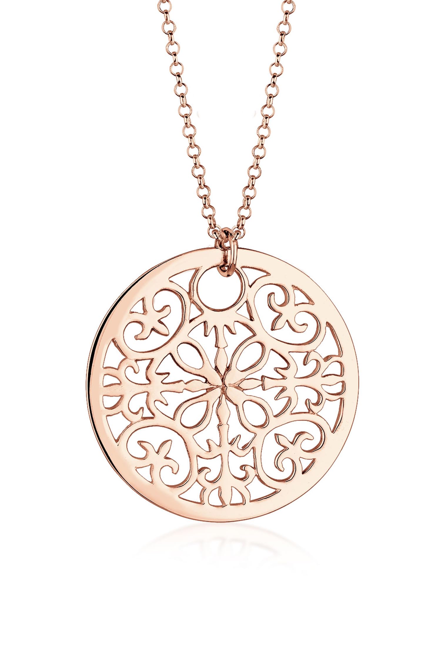 Elli Women's 925 Sterling Silver Gold Plated Xilion Cut Necklace of Length 70 cm