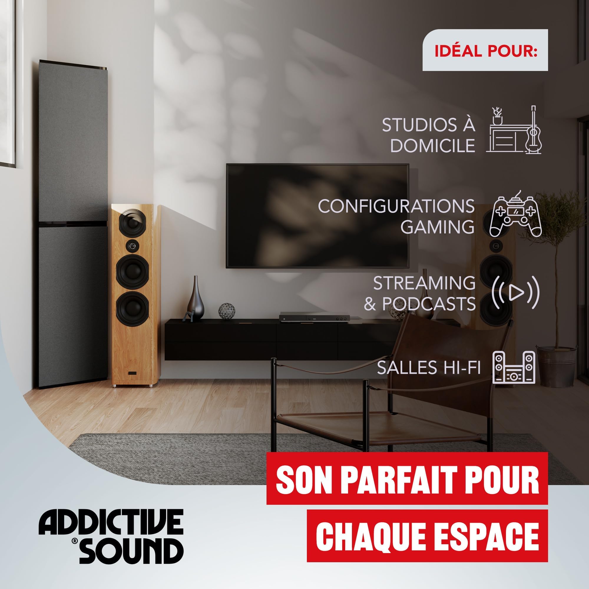 Addictive Sound Bass Trap d'Angle Premium 100 cm, Beige