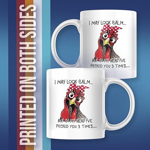 Miniatura 3 de Taza de café divertida, I May Look Calm But In My Head I've Pecked You 3 Times. Taza para amantes del pollo. | M581|