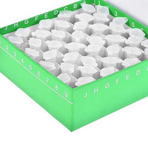 Miniatura 5 de uxcell Caja de almacenamiento para congelador de tubo de centrífuga, soporte de cartón impermeable de 81 pocillos, verde para tubos de centrífuga