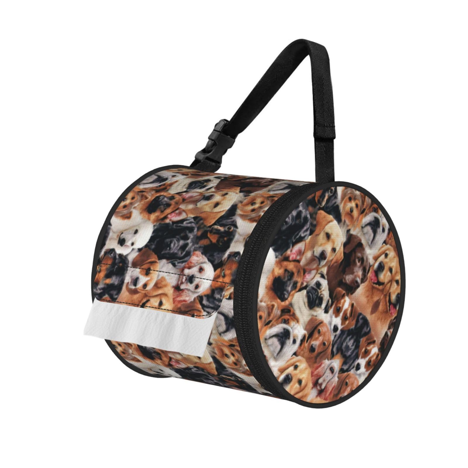 Many dogs Printed Roll Paper Carrier Bag, Foldable Oxford Cloth Tissue Case for Camping Hiking Backpack