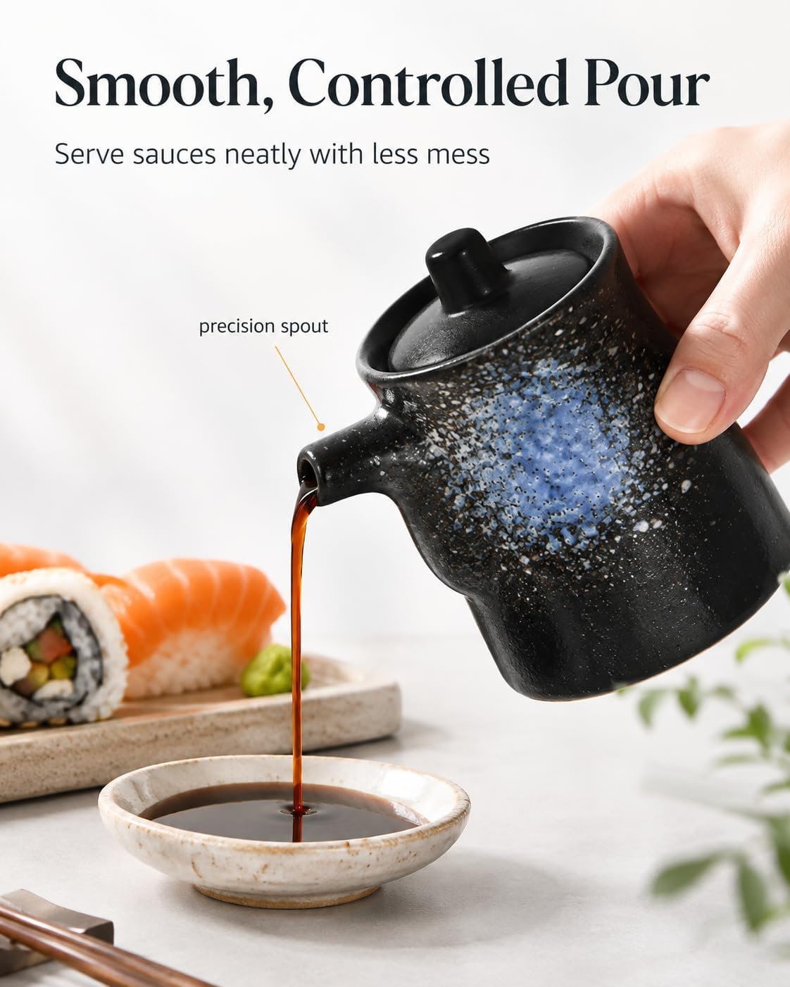 PRETYZOOM 2pcs Japanese Ceramic Soy Sauce Dispenser