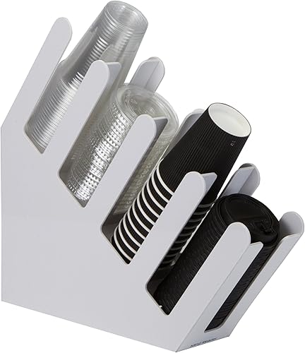 Mind Reader - Soporte acrílico de 3 compartimentos para vasos desechables apilados, para bebidas calientes o frías