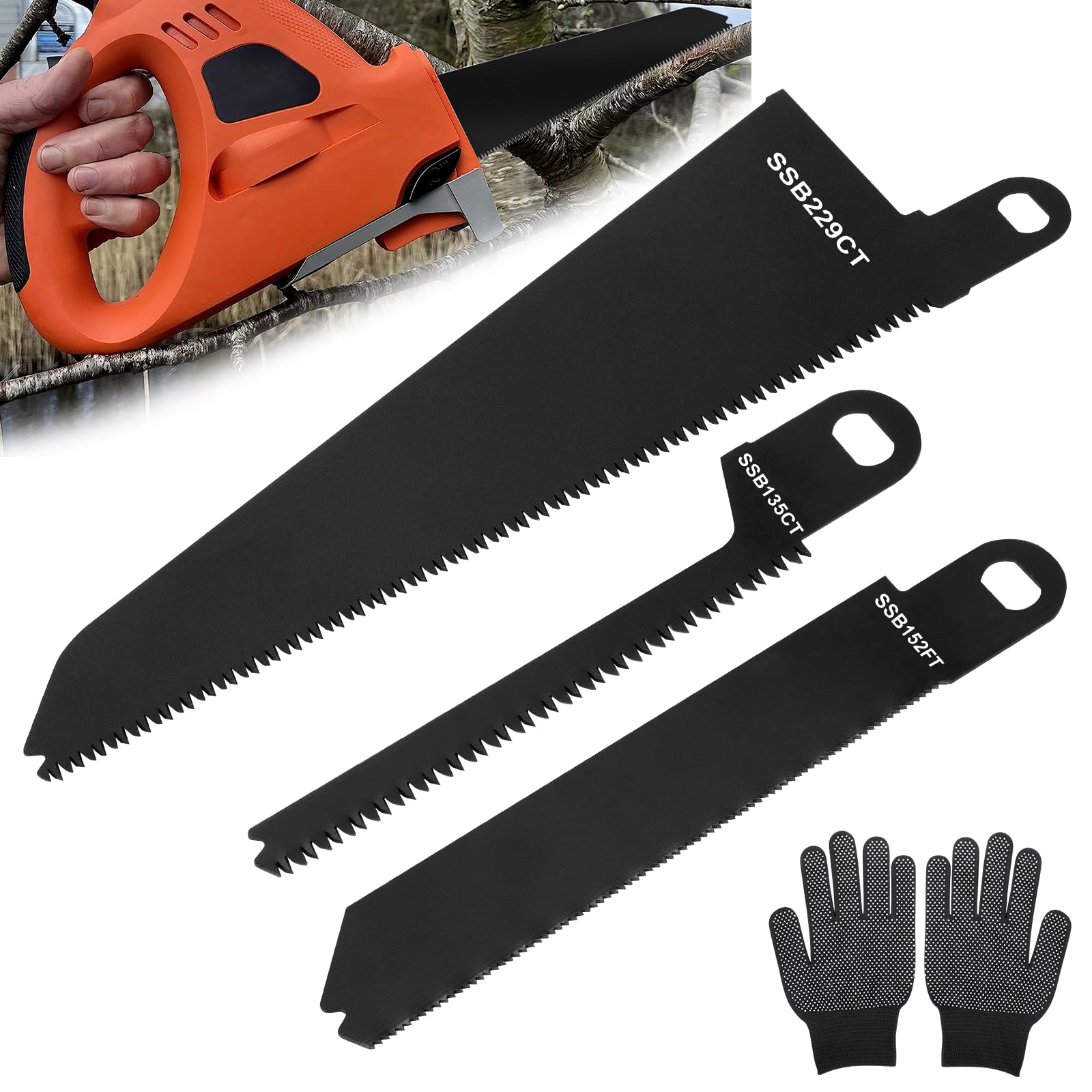 3PCS SSB229CT SSB152FT SSB135CT Saw Blades, Steel Metal Reciprocating Saw Blades Compatible with Black and Decker Scorpion Saws Blade for Wood, Plastic, Hardwood and Steel Pipe Cutting (Black) — image 1