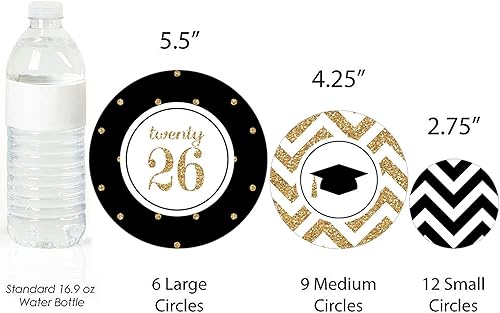 Miniatura 3 de Big Dot of Happiness Confeti de círculo gigante para fiesta de graduación dorada 2025, decoraciones para fiestas, confeti grande, 27 unidades