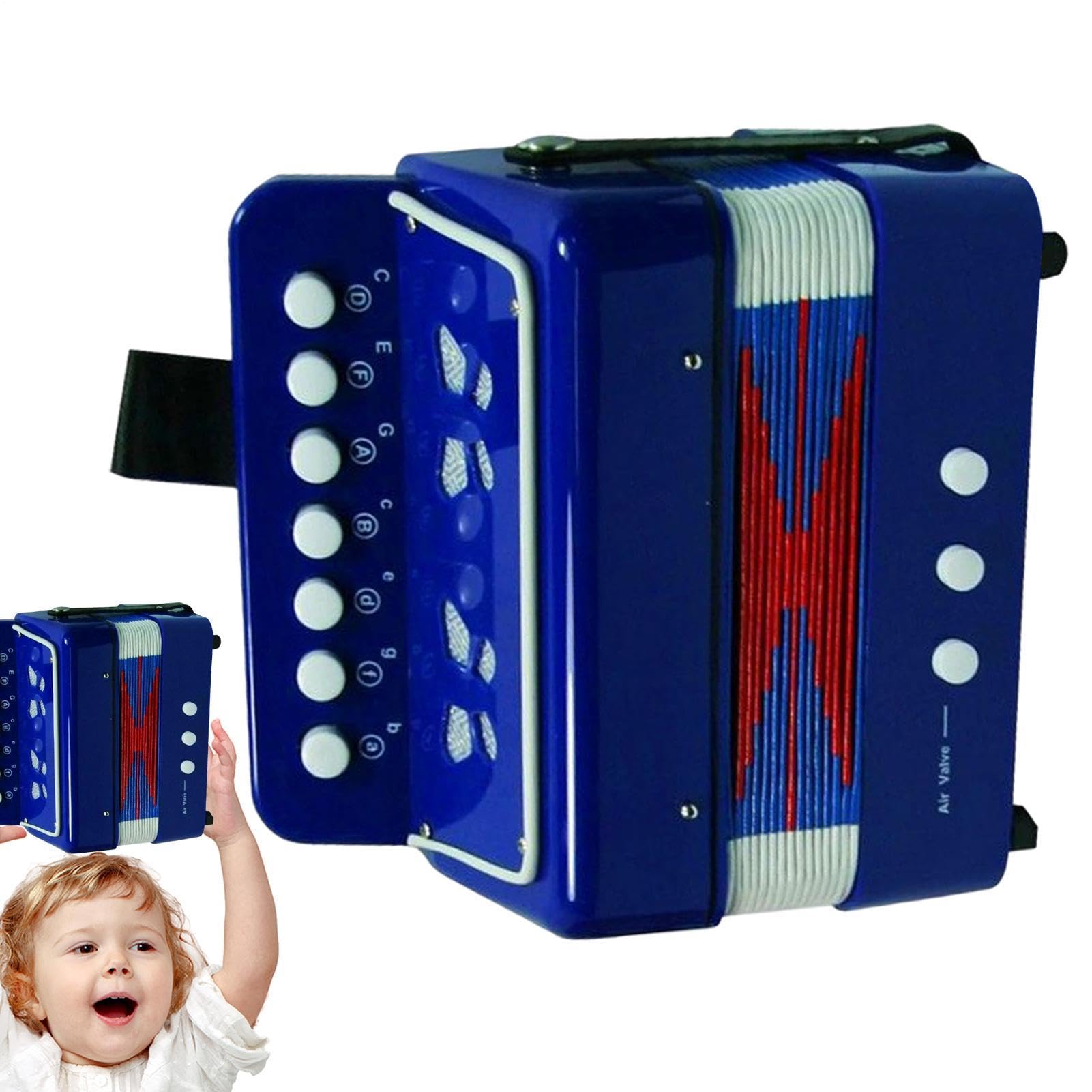 Acordeón de botones, Acordeón musical Juguete musical educativo de acordeón | Musicales Juguete musical educativo de desarrollo temprano, Control de 7 teclas para niños, niñas,