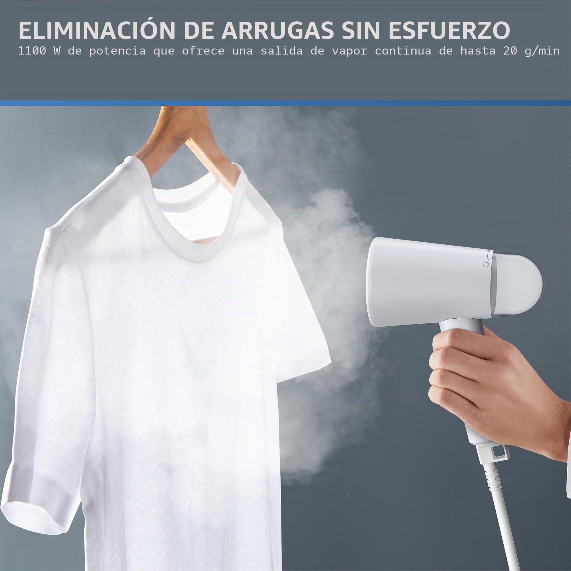 Rowenta, vaporizador para ropa, vaporizador de mano de viaje, capacidad de tanque de 2.2 onzas, plegable, fácil de vapor, 1100 vatios, planchado, vaporizador de ropa gris, esenciales para día festivo,