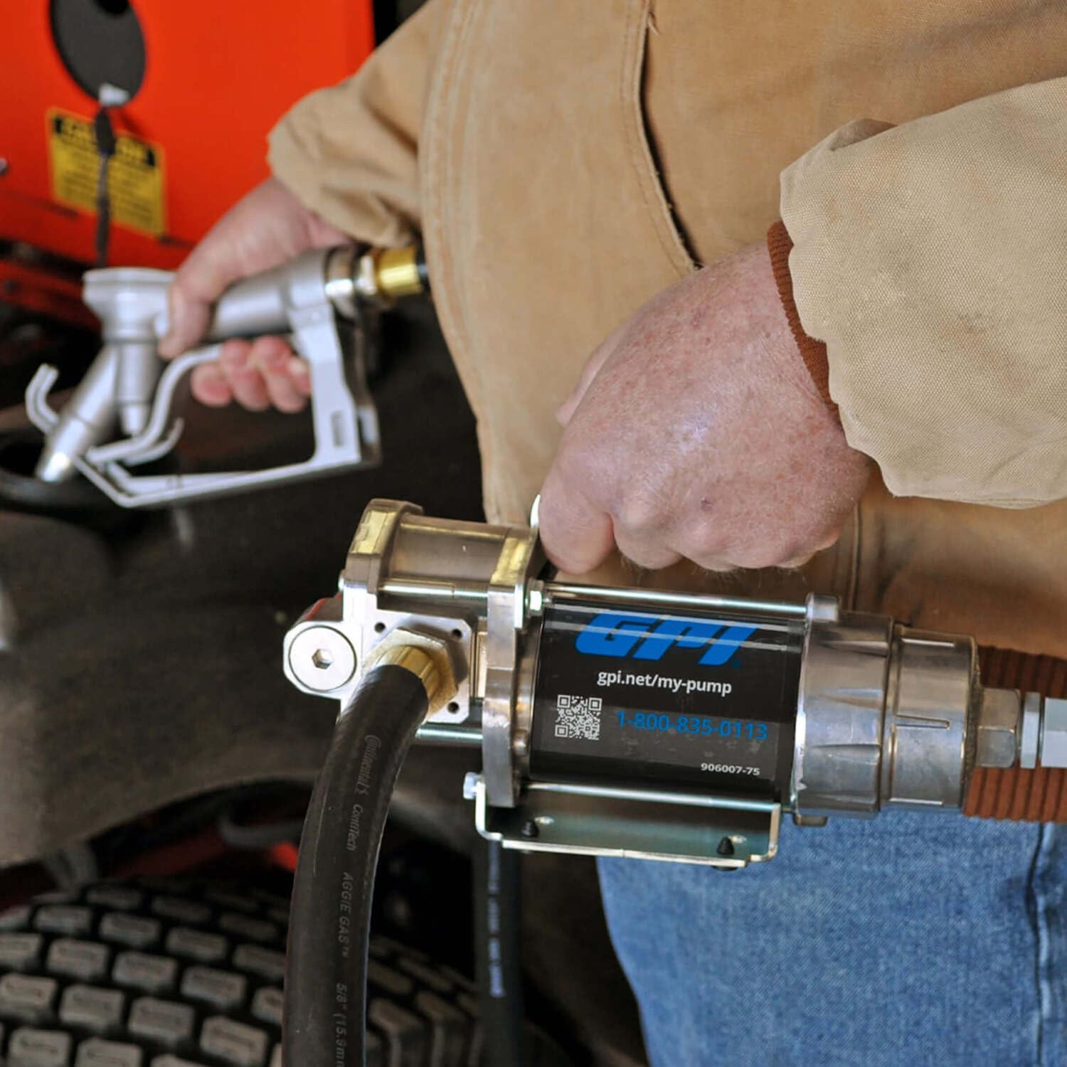 GPI - G8P Portable Fuel Transfer Pump, Manual Shut-Off Nozzle, 8 GPM, 12 Volt (147000-01)