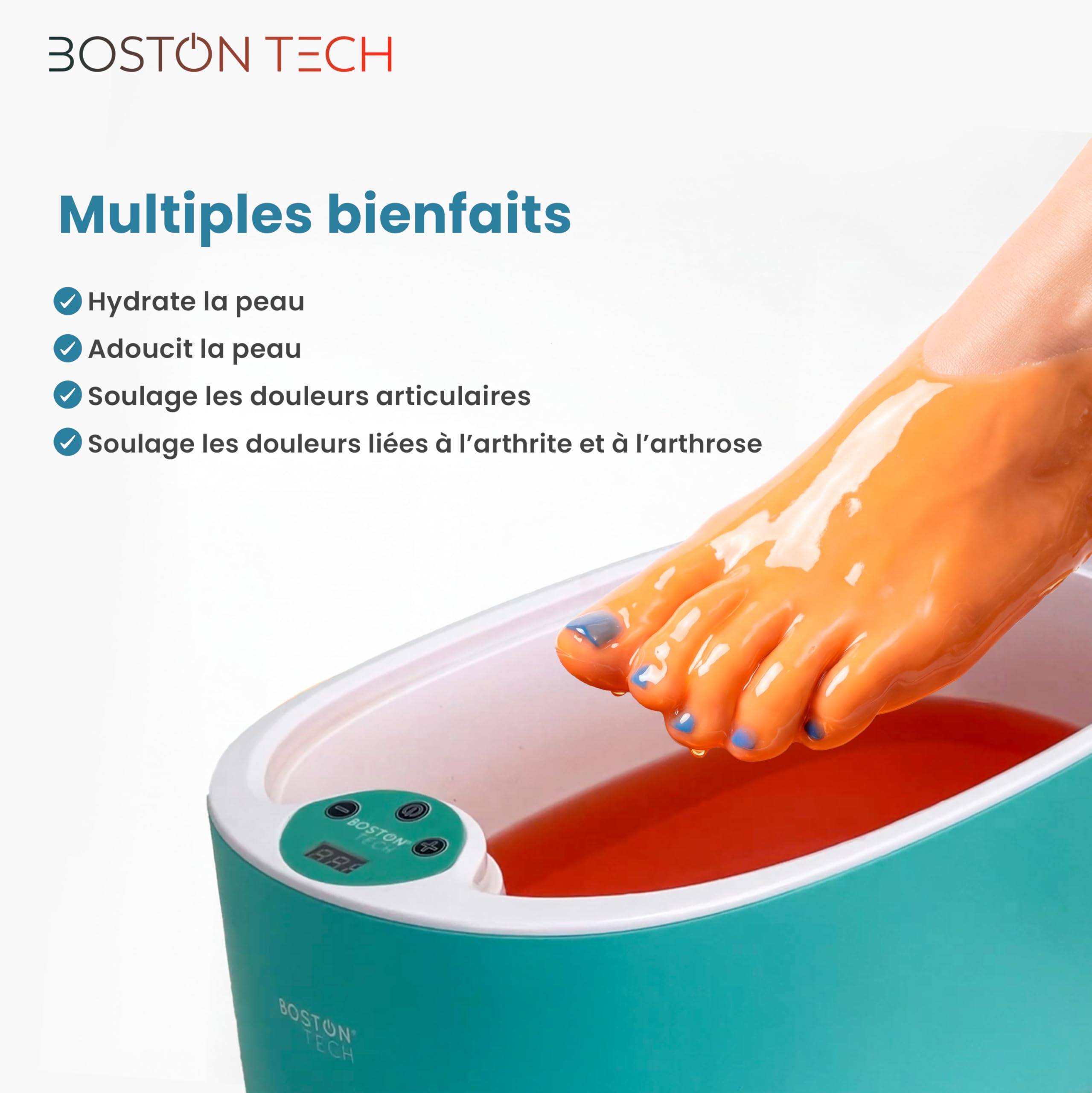 Cire de paraffine Boston Tech pour mains et pieds 6 blocs 450 g Coco Rééducation antioxydante Traitement arthrite
