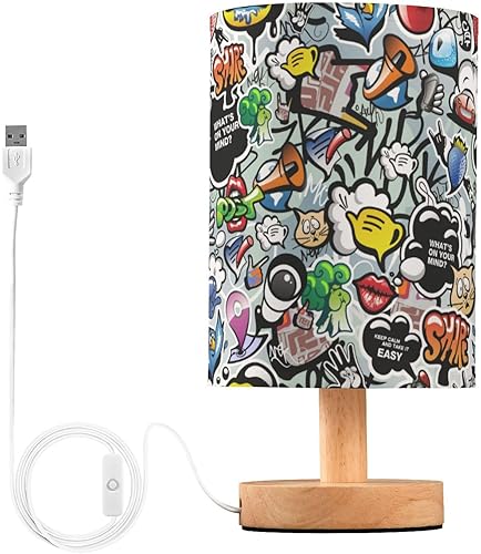 Miniatura 1 de Lámpara de mesita de noche LED moderna de dibujos animados graffiti colorido lámpara de mesa para estudio granja dormitorio lámparas de Noche