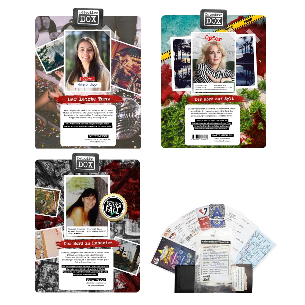 Detective DOX - Ultimate Bundle - Deutsch - Realistische Krimispiele, spannende Detektivspiele, Escape Room Spiele, Krimidinner, Krimispiele, Detektiv Spiele