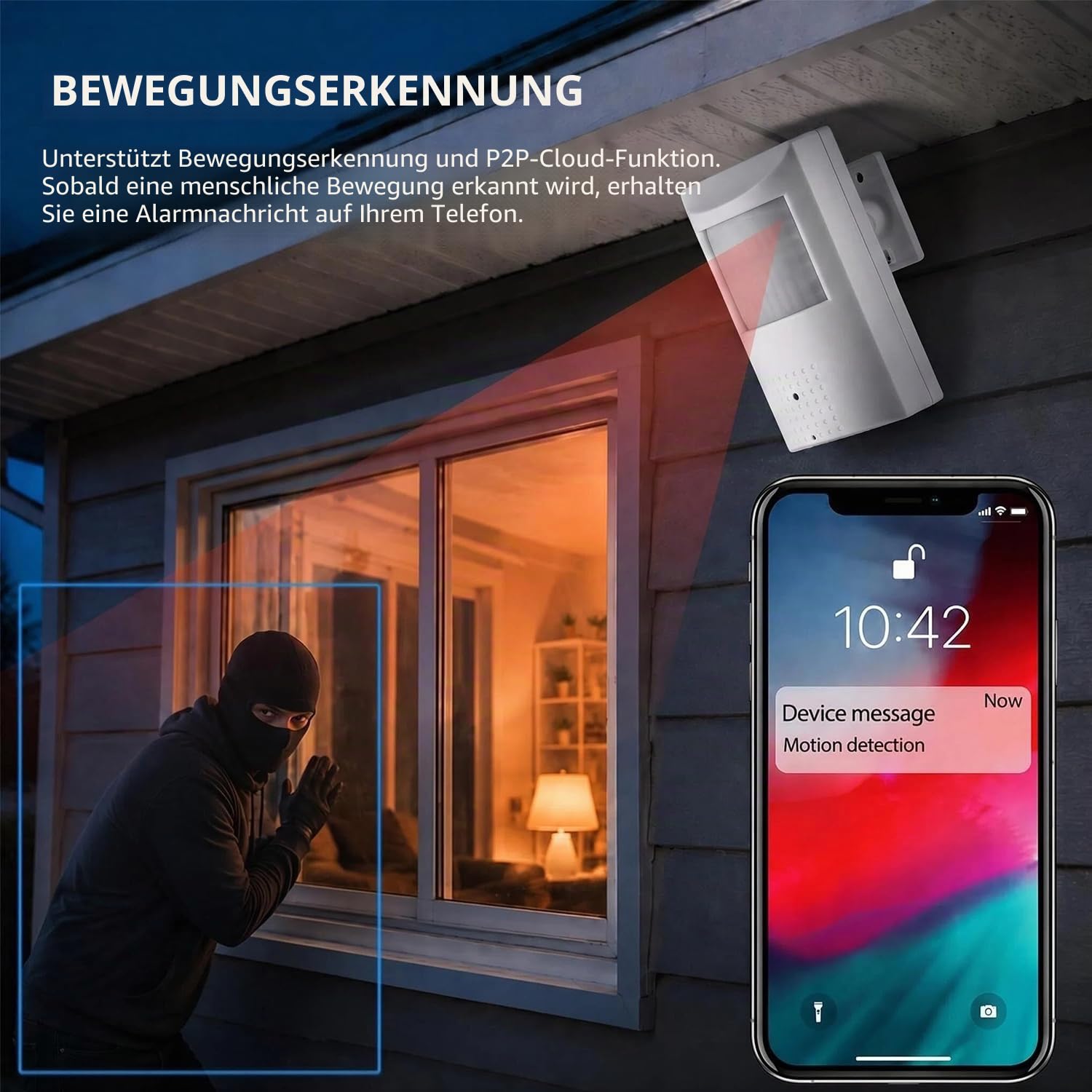 UltraHD 4K (8MP) POE IP Kamera Audio,PIR 940nm IR LED IR Nachtsicht CCTV Cam mit Mikrofon, 3.7mm Objektiv Indoor Sicherheitskamera P2P H.265 Bewegungserkennung (IPIR-P-A-HS82 Weiß)