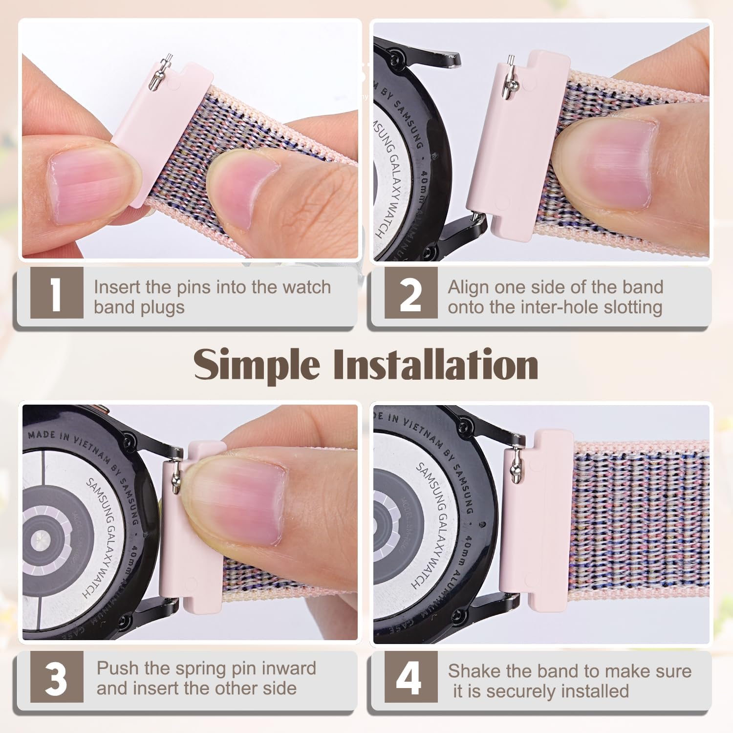 4 Pack Nylon Watch Bands compatible with Garmin Venu 3/Venu 2/Vivoactive 4, Garmin Forerunner 255/255 Music/265/945/955/965, 22mm Sport Repalcement Strap for Amazfit GTR 4/3/2, Amazfit Bip 6/5 - Image 4