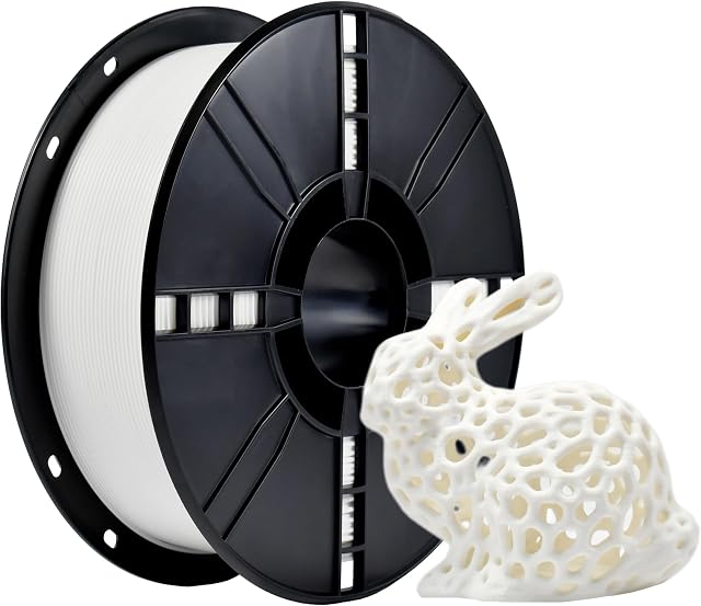 PLA Plus (PLA+) filament 3D 1,75 mm, filament PLA Plus, dokładność wymiarowa +/- 0,02 mm, szpula 1 kg, filament do drukarki 3D, biały