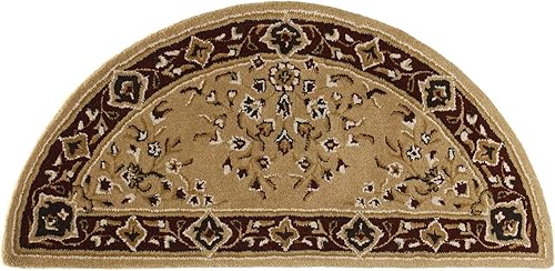 Minuteman International Alfombra de lana oriental beige para hogar, media redonda