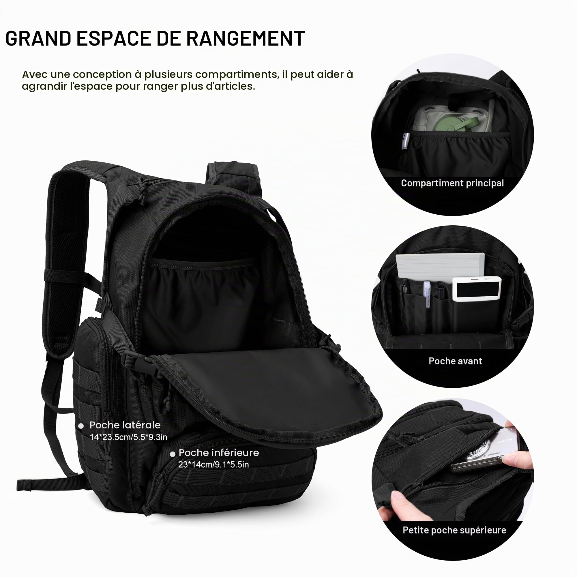 Mardingtop 25LSac à Dos Tactique Militaire Trekking Randonnée en Plein air Multifonctionnelle Sac a Dos Homme Femme