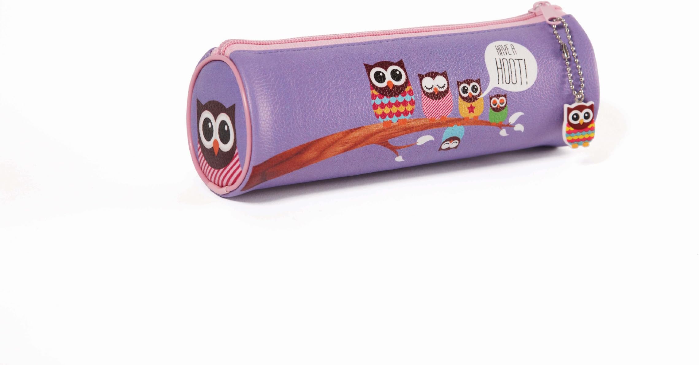 Give a Hoot Owl Large Barrel PVC Pencil Case