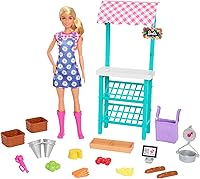 Vista 1 de Juego de Barbie Careers, set de mercado de granjeros con muñeca de moda rubia, muebles y accesorios