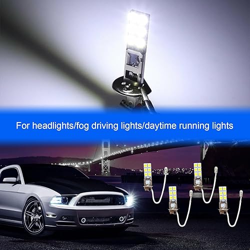Miniatura 6 de 4 luces antiniebla LED H3 para automóvil, 12SMD 5050 antiniebla, luces de circulación diurna superbrillantes de 6000 K, repuesto para la mayoría de