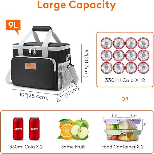 Miniatura 83 de Lifewit Bolsa de Almuerzo Mediana Aislada Caja de Almuerzo Hielera Suave Bolsa Refrigerante para Adultos Hombres Mujeres, Gris 12 Latas (9L)