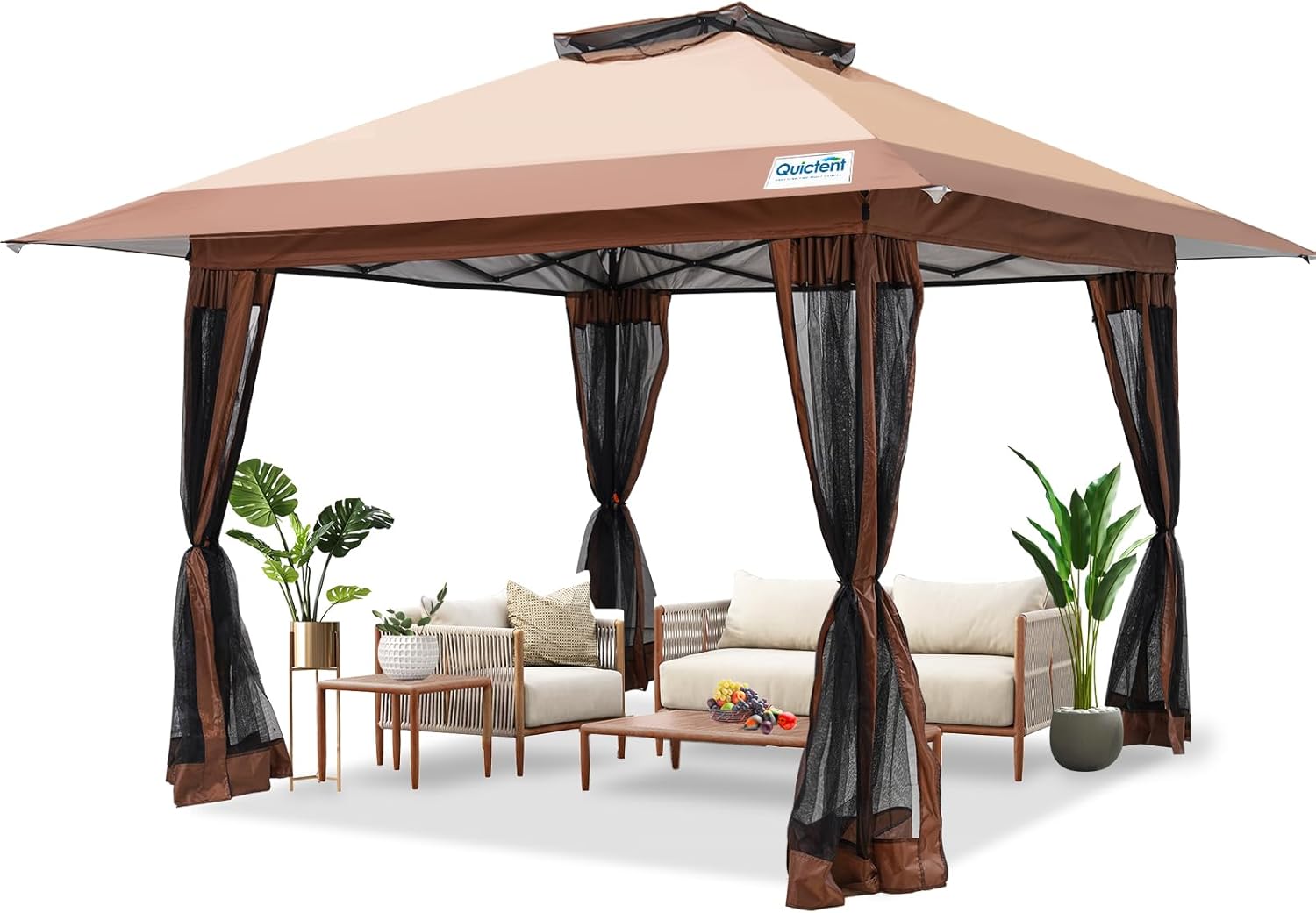 Quictent 13'x13' Pop up Gazebo Canopy Tent, One Person Set up Portable Instant Folding Shelter, Outdoor Canopy Tent with Extra Shade for Backyard, Patio, Party