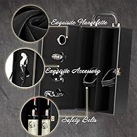 Vista 3 de Caja de vino, 2 botellas de cuero sintético con asa superior para vino con 4 accesorios