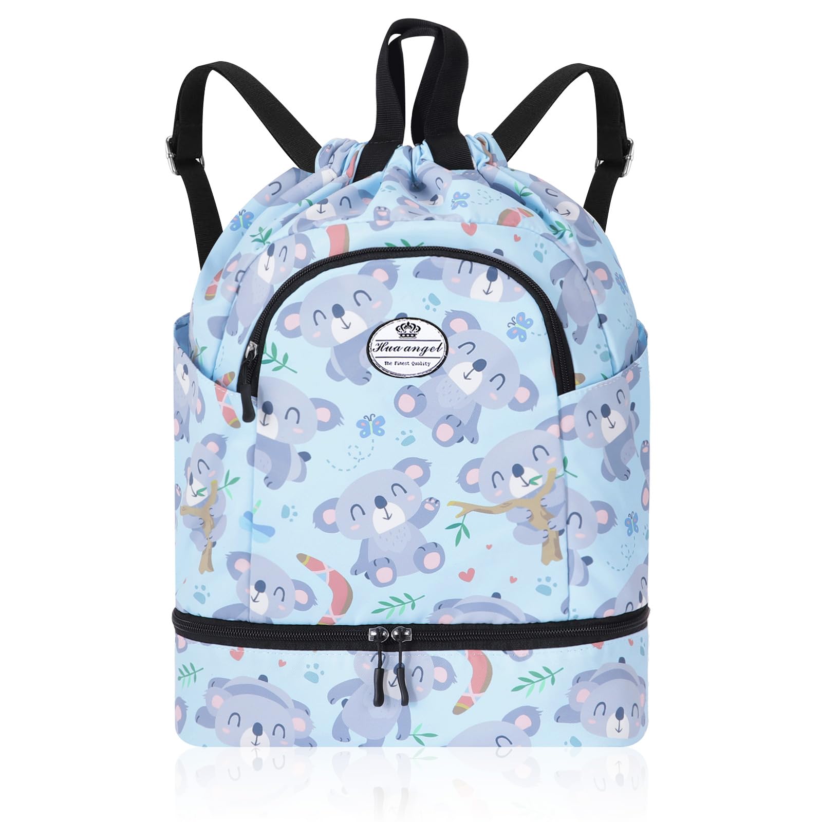 HUA ANGEL Unisex Drawstring Backpack Sports Gym Bag Drawstring Bag Weekend Daypack With Shoe Compartment for Women Men Basketball Football Outdoor Fitness Yoga Swimming Beach