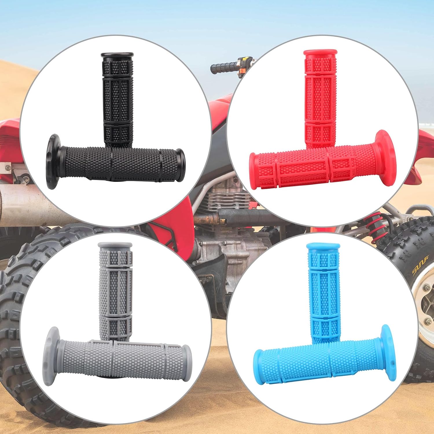 7/8'' ATV Grips Upgrade Universal Handlebar Grips Soft Rubber Thumb Throttle Motorcycle Grip for Polaris Kid Youth 4 Wheeler Quad 400ex Banshee Blaster Raptor 350 Warrior 350 Raptor 660
