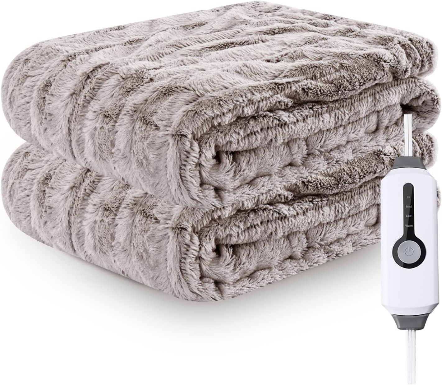 Electric Heated Throw Blanket Luxurious Faux Fur 50" x 60", 4 Heating