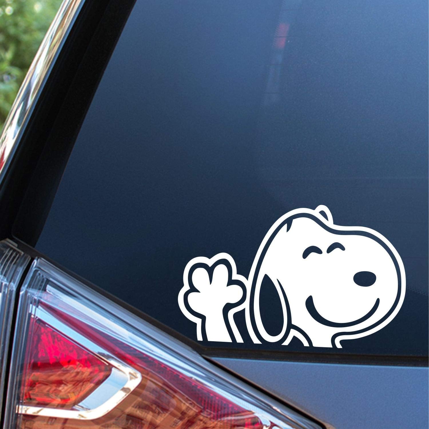 Sunset Graphics & Decals Snoopy Waving Hi Decal Sticker Car Vinyl | Cars Trucks Vans Walls Laptop Computer | White | 6 inches | SGD000177