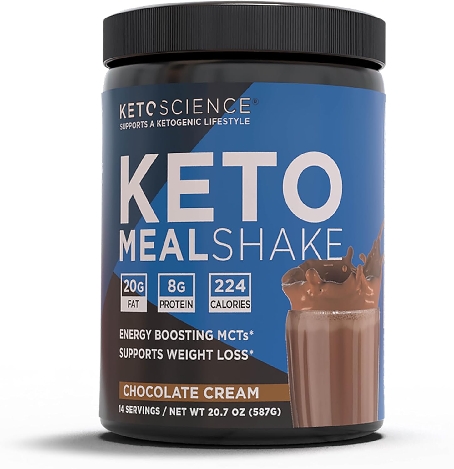 Keto Science Keto Shake Powder – Chocolate Meal Replacement with MCT Oil