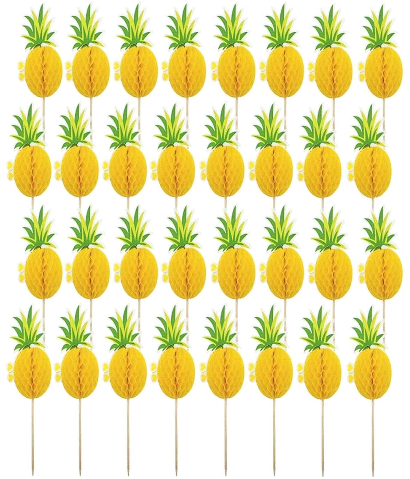 WANGCL 100 Pack 3D pineapple Cocktail Sticks, Fruit Sticks Bamboo Wooden Cocktail Stick for Cocktails Appetizers Fruits Desserts Party Supplies Fruit Skewer