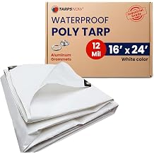Tarps Now 16x24 Feet Heavy Duty Waterproof Tarp | 12 MIL Poly Tarp with Reinforced Edges & Aluminum Grommets | Weatherproof Tarpaulin for Roof, Outdoor, Camping | Large Brown Tarp Cover