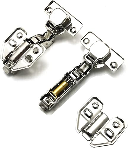 Miniatura 4 de Paquete de 10 bisagras de gabinete de cierre suave para gabinetes sin marco, placa de bisagra extraíble de acero inoxidable para cocina y baño