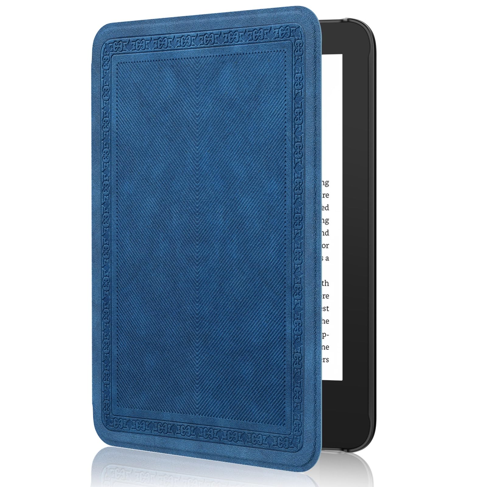 MoKo Case Fits 6" All-New Kindle (11th Generation-2024/2022 Release), Lightweight Shell Cover with Auto Wake/Sleep for Kindle 2024/2022 11th Gen e-Reader,Blue Vintage Twill